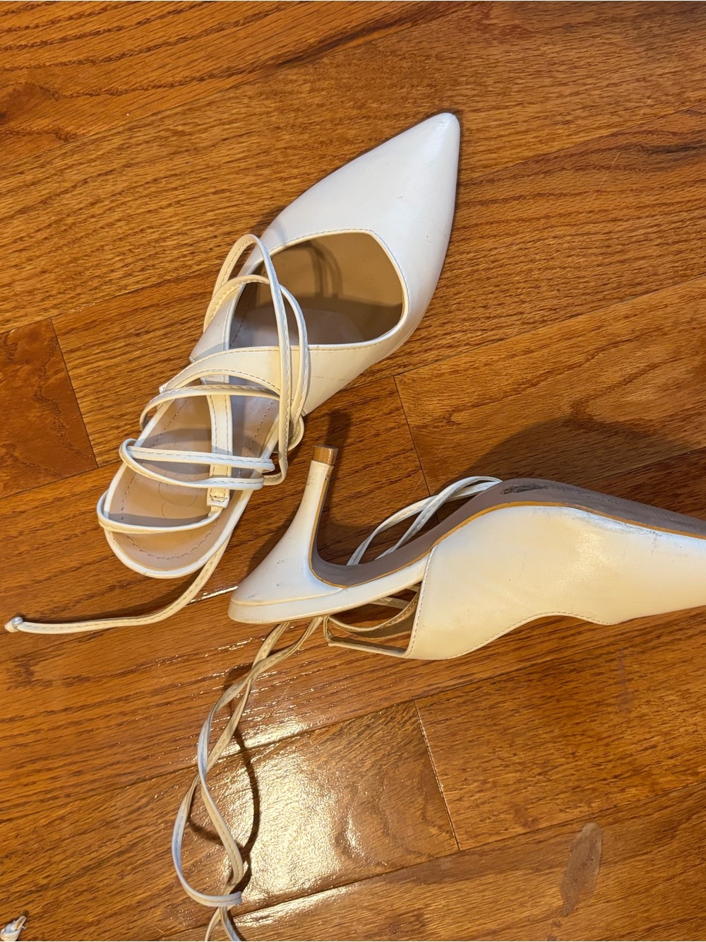 Nasty Gal White Lace-Up Pointed Toe Heels
